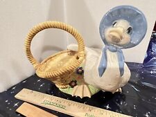 Decorative Mother Goose Ceramic Figurine Basket. 11” Wide, 8”tall9” Long tail 9” picture