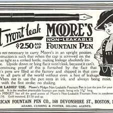 1910 Moore's American Fountain Pen Co Print Ad Ladies Use Midget Writing Girl 1S picture