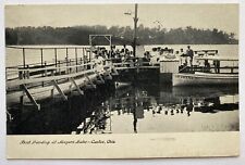 Antique Canton Ohio Souvenir Postcard Boat Landing Meyers Lake 1906 picture