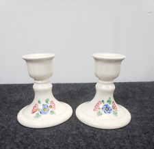 2 Vintage Ceramic Floral Candle Stick Holders Party Weddings 4 in Hand painted picture