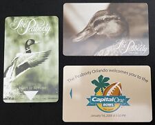 HOTEL ROOM KEYS VINTAGE PEABODY ORLANDO & 2008 CAPITAL ONE BOWL LOT OF 3 CARDS picture
