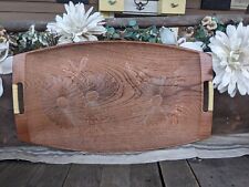 Vintage MCM Plastic Wood-Like Floral Serving Tray picture