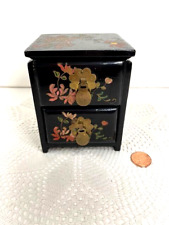 2 compartment decorative mini 4 inch tall Chinese trinket box Red satin lining. picture