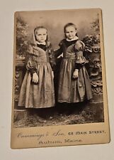 Cabinet Card 2 Young Girls/Sisters Long Wavy Hair Cummings & Son Auburn, Maine picture