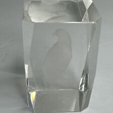 3D Eagle Paperweight(Laser Etched) in Crystal Glass Cube 3.1x2x2 Inch picture