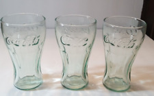 Set of 3 Coca-Cola Contour Juice Glasses Vintage Small Genuine Green 4-1/2
