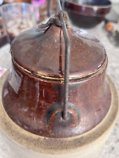 VINTAGE Stoneware Crock Canning Jar w/ Lid & Wire Closure 2 Qt. 2-Tone picture