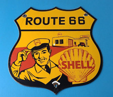 Vintage Shell Gasoline Sign - Old Attendant Route 66 Gas Oil Pump Porcelain Sign picture