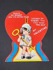 Vintage 1930s Locked Heart Until You Take The Key Valentines Day Card picture