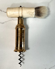 Antique English Mid-19th Century Thomason Type Brass Barrel Corkscrew with Brush picture