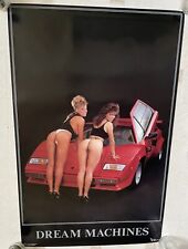 Original Vintage 1986 Dream Machines Lamborghini POSTER Sexy Girls Sports Car picture