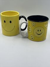 Burton + Burton Smiley Face Mug Yellow Vintage Novelty Coffee Mug set of 2 picture