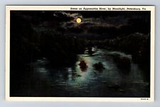 Petersburg VA-Virginia, Moonlight on Appomattox River, Antique Vintage Postcard picture