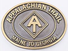 Appalachian Trail Hiker Wanderlust Backpacking Solid Brass Vintage Belt Buckle picture