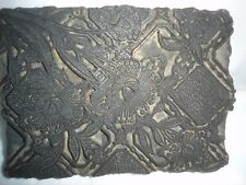 VINTAGE LARGE HEAVY HAND CARVED WOOD BLOCK FOR TEXTILE STAMPING picture