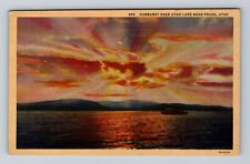 Provo UT-Utah, Sunburst Over Utah Lake, Antique, Vintage Postcard picture