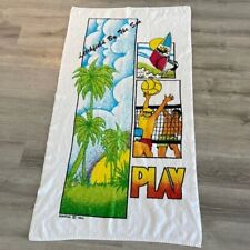 Vintage Beach Towel 80s 90s 56x29 inches Volleyball Sailboat Bright Color picture