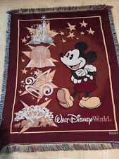 Walt Disney World (Japan?) Mickey Mouse Woven Throw Blanket Approx 55' x 44' picture