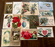 Pretty Lot of 15 Antique Greetings Postcards w. Lily of the Valley Flowers-k-46 picture