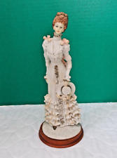 Vintage UOGC Taiwan See Me Victorian Woman Resin Figurine With Wood Base (Lot 2) picture