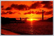 San Francisco Golden Gate Beautiful Sunset California Unposted Chrome Postcard picture
