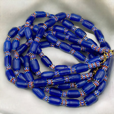 Vintage Old Blue Chevron Trade beads Old African Glass Chevron Beads Necklace picture