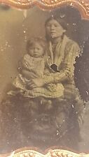 Early FASCINATING 1870s AMBROTYPE of American NATIVE AMERICAN Woman and Her Baby picture