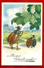 LATVIA LETTLAND Beetle and Ladybugs VINTAGE POSTCARD USED 1894 picture
