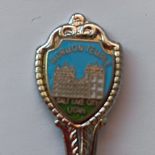 Souvenir Spoon US Collectible Mormon Temple Salt Lake City Utah Silver Tone Vtg picture