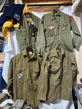 Large lot of VTG Boy Scout Items Shirts, Neckerchiefs Flashlight picture