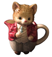 Kitten OTAGIRI 4.5” X 4.25” Sir Kitty creamer red jacket vest and striped pants picture
