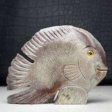 251g Natural Crystal Mineral Specimen. Amazon Stone. Hand-carved Fish.Gift.XX picture