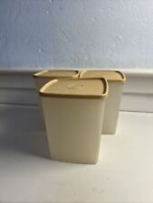VTG Set 3 Tupperware 1311 Sheer 6-Cup 48oz Container w/310 Almond Lid picture