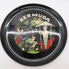 Vintage Bermuda Souvenir Black Plastic Tray  1960's 1970s Midcentury picture