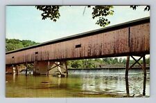 Ashtabula OH-Ohio, Harpersville Covered Bridge, Grand River, Vintage Postcard picture