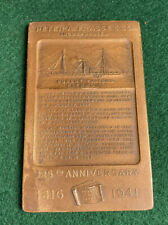 1941 Peter A. Frasse Bronze Plaque Henry Hudson Robert Fulton Anniversary picture