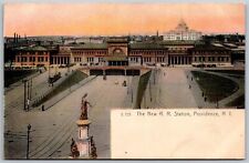 Vtg Providence Rhode Island RI New Railroad Station 1900s View UDB Postcard picture