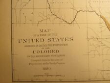 Antique Ephemera 1880 Map of Texas Colored (Black) Population picture