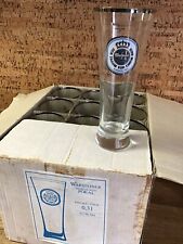Case Of 12 ~  8 5/8” WARSTEINER Pokal German Beer Glasses 0.3 Liter ~ Silver Rim picture