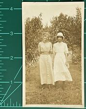 Vintage Photo Sepia Snapshot Pretty Ladies Women Standing Identifying Info picture