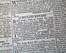 Very Early William Henry Harrison Northwest Territory Congressman 1799 Newspaper picture