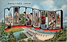 1949 MISSOURI Large Letter Linen Postcard BAGNELL DAM / Lake of the Ozarks View picture