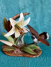 Vintage Andrea by Sadek Blue-Throated Hummingbird with Lilies 1989, flaw picture