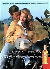 1993 Blonde cowgirl motorcycle photo Lady Stetson fragrance retro print ad ads32 picture
