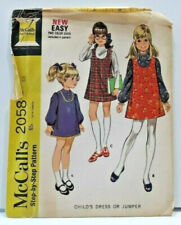 1969 McCalls Sewing Pattern 2058 Girls Dress Jumper 3 Styles Size 6x Vintag 5670 picture
