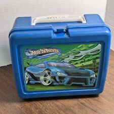Hot Wheels Thermos Blue Plastic Lunch Box w/ Cup Bottle 2000 Street Car Flames picture