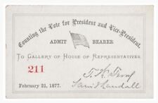 FEBRUARY 21, 1877 TICKET TO SETTLE DISPUTED 1876 HAYES VS. TILDEN ELECTION.  picture
