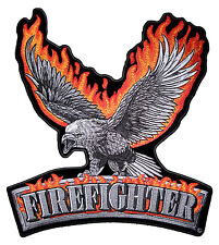 Large Flaming Eagle Firefighter Fireman Patriotic Embroidered Biker Patch picture