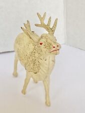 Vintage Reindeer Deer Celluloid Christmas Japan Red Eyes, Nose & Mouth 3.25” picture