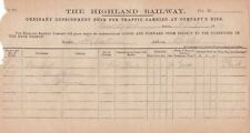 THE HIGHLAND RAILWAY 1914 Goods One Bag Sheets  Paid Consignment Note  Ref 44904 picture